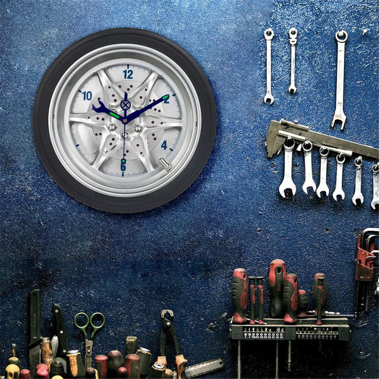 Mason & Marbles Garage Wall Clock, Glow In The Dark Wall Clock, Silent